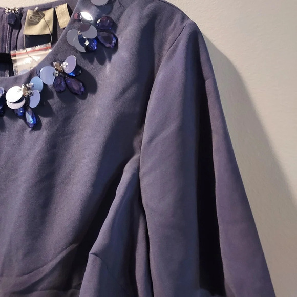 ASOS DESIGN Dusty Blue Maternity 3D embellished crop top midi dress in Size 12US - Picture 14 of 14